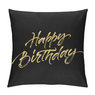 Personality  Happy Birthday Greeting Card With Golden Halftone Effect Pillow Covers