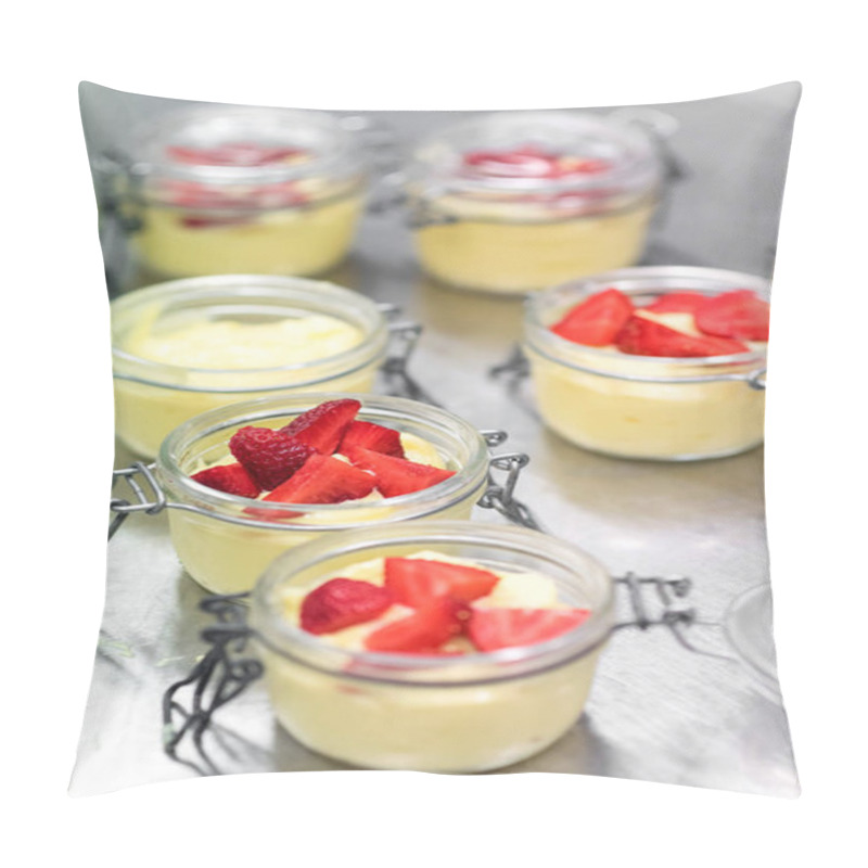 Personality  Close up view of cream panacotta dessert pillow covers