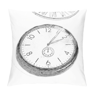 Personality  The Dials Of The Old Antique Classic Clocks On A Vintage Paper Background Pillow Covers