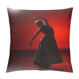 Personality  Silhouette Of Young Woman Dancing Flamenco On Red Pillow Covers