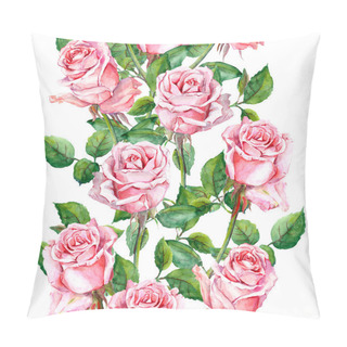 Personality  Watercolor Pink Rose Flowers Repeated Border Frame  Pillow Covers