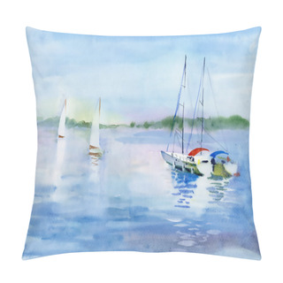 Personality  Summer Landscape With Sailboats Pillow Covers