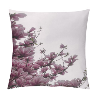 Personality  A Vibrant Display Of Springtime Beauty! These Magnolia And Cherry Blossom Trees Are Overflowing With Delicate Pink And White Flowers. Pillow Covers