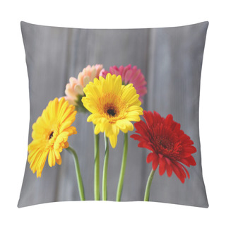 Personality  Bouquet Of Gerberas On A Gray Background Pillow Covers