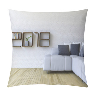 Personality  3d Rendering Image Of 2018 Shelf In Living Room Pillow Covers