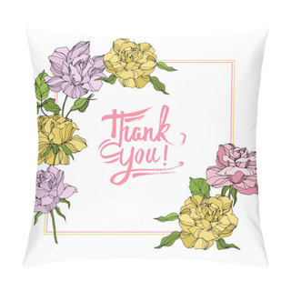 Personality  Vector Rose Floral Botanical Flowers. Wild Spring Leaf Wildflower. Engraved Ink Art. Frame Border Ornament Square. Pillow Covers