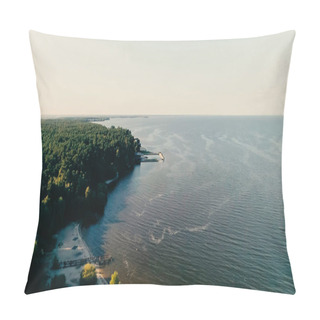 Personality  Aerial View Of River And Forest With Sky At Background  Pillow Covers