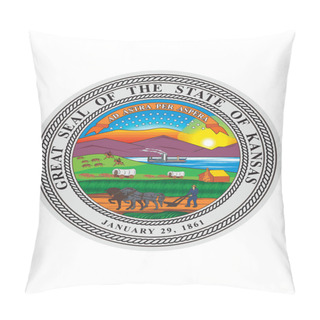 Personality  Great Seal Of US Federal State Of Kansas (The Sunflower State) Pillow Covers