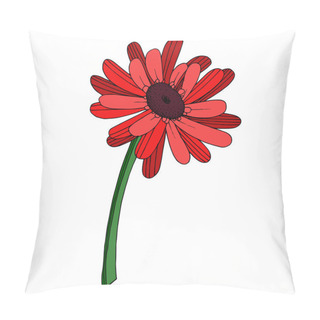 Personality Vector Gerbera Floral Botanical Flower. Black And White Engraved Pillow Covers