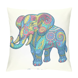 Personality  Elephant Pastel Color Ornament Ethnic Vector Pillow Covers