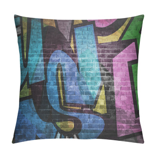 Personality  Colorful Graffiti Letters On Brick Wall Background Pillow Covers
