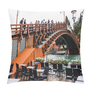 Personality  VENICE, ITALY - SEPTEMBER 24, 2019: People Looking At Canal From Accademia Bridge In Venice, Italy  Pillow Covers