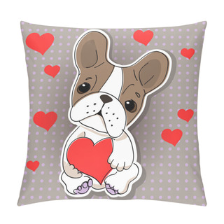 Personality  Cute Dog In Love. Vector Illustration. Pillow Covers