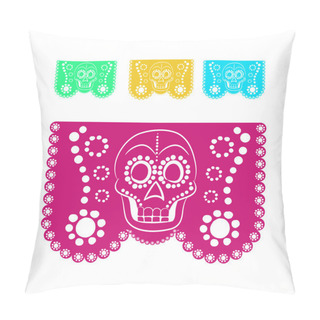 Personality Colored Sticker Paper In Traditional Mexican Style And Patterns For Backgrounds Skulls, Celebrations, Day Of The Dead, Halloween, Fiesta. Pillow Covers