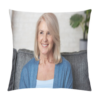 Personality  Senior Blonde Lady. Beautiful Old Woman Is Smiling Toothy Pillow Covers