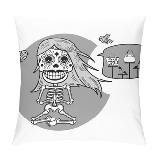 Personality  Skeletons. T-shirt. Meditacion. Woman Pillow Covers