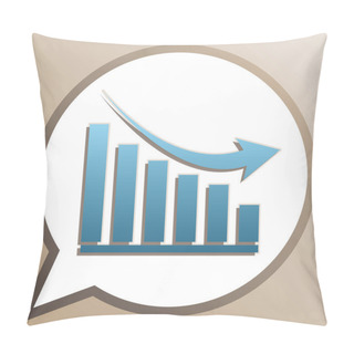 Personality  Declining Graph Sign. Bright Cerulean Icon In White Speech Ballo Pillow Covers