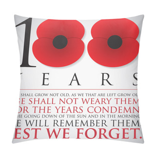 Personality  Remembrance/ ANZAC Day 100 Years Card In Vector Format. Pillow Covers