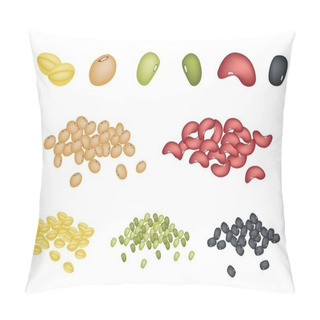 Personality  Set Of Different Beans On White Background Pillow Covers