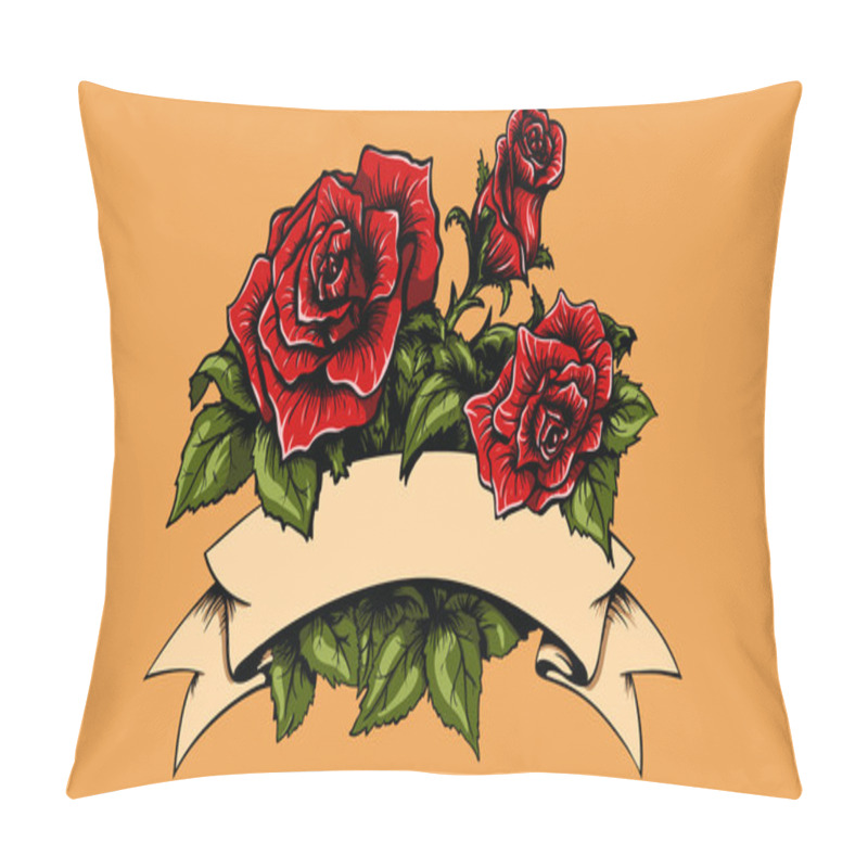 Personality  Tattoo Roses and Banner pillow covers