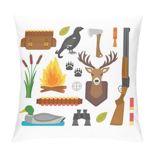 Personality  Hunting Symbols Vector Set. Pillow Covers