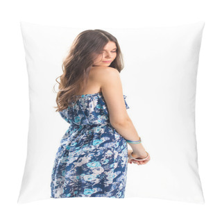 Personality  Woman In Strapless Floral Dress. Pillow Covers