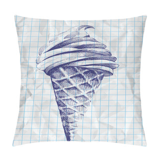 Personality  Ice Cream Cone Doodle, Vector Pillow Covers