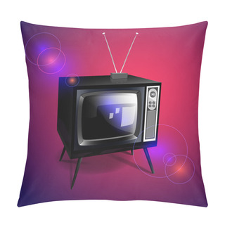 Personality  Old-fashioned Retro TV. Vector Illustration. Pillow Covers