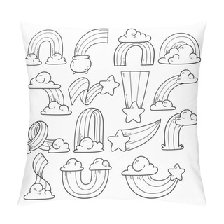 Personality  Set Of Rainbow With A Hand-drawn Outline Sketch Illustration Pillow Covers