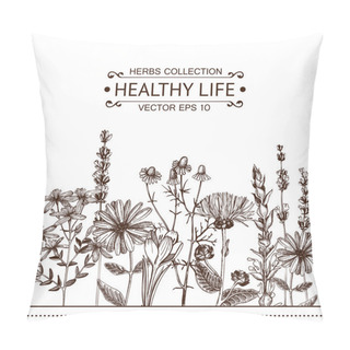 Personality  Vintage Design With Herbal Flowers Illustration Pillow Covers
