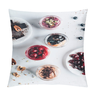 Personality  Top View Of Various Sweet Tasty Desserts In Glass Jars Pillow Covers