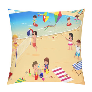 Personality  Kids On The Beach Pillow Covers