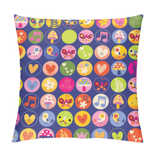 Personality  Cute Hearts Birds Flowers Mushrooms Nature Pattern Pillow Covers