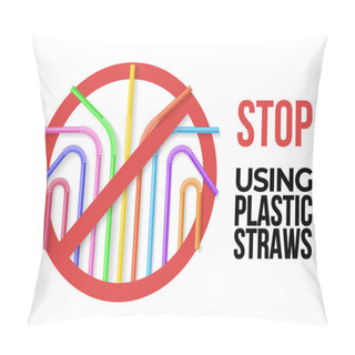 Personality  Poster With Colorful Plastic Drinking Straws Pillow Covers