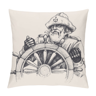Personality  Portrait Of A Sailor Vector Drawing Pillow Covers