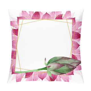Personality  Pink Lotus Floral Botanical Flowers. Watercolor Background Illustration Set. Frame Border Ornament Square. Pillow Covers