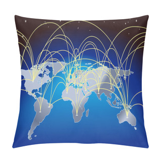 Personality  World Trade Map Background Pillow Covers