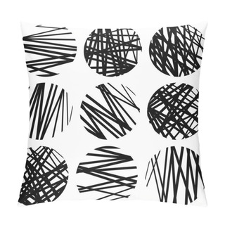 Personality  Set Of Circles With Abstract Irregular Lines.  Pillow Covers