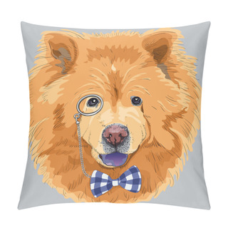 Personality  Vector Funny Cartoon Hipster Chow-chow Dog  Pillow Covers