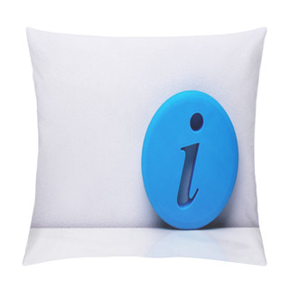Personality  Photo Of Blue Information Icon On White Background Pillow Covers
