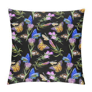 Personality  Seamless Pattern With Watercolor Flowers And Butterflies  Pillow Covers