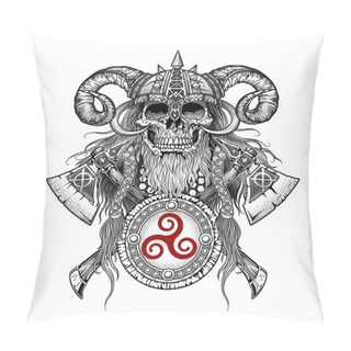 Personality  Viking Skull Emblem With Axes And Shield Pillow Covers