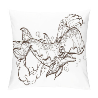 Personality  Stylized Whale. Outline Vector Illustration Isolated On White Background For Tattoos, Coloring And Much More. Pillow Covers