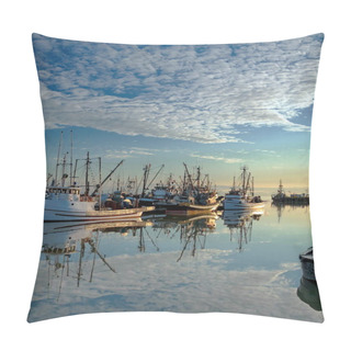 Personality  Fishing Boats In The Marina. Pillow Covers