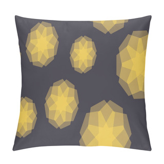 Personality  Seamless, Abstract Background Pattern Made With Transparent Geometric Shapes In Flower Abstraction. Decorative, Modern Vector Art In Yellow And Grey Colors. Pillow Covers