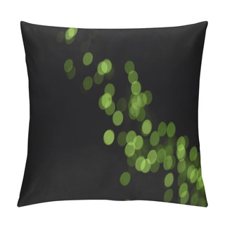 Personality  Beautiful Shiny Green Defocused Bokeh On Black Background Pillow Covers
