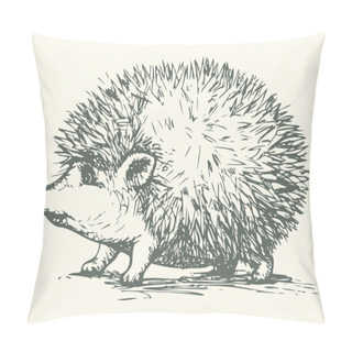 Personality  Hedgehog. Vector Drawing Pillow Covers