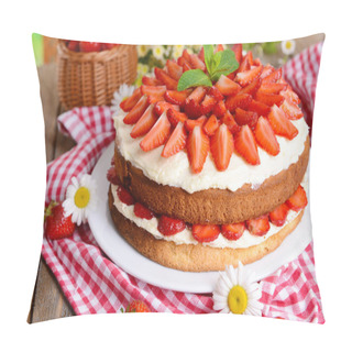 Personality  Delicious Biscuit Cake With Strawberries Pillow Covers