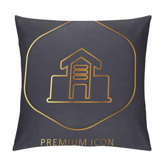 Personality  Architecture Building Golden Line Premium Logo Or Icon Pillow Covers