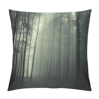 Personality  Forest With Fog In A Dark Forest In Morning Pillow Covers